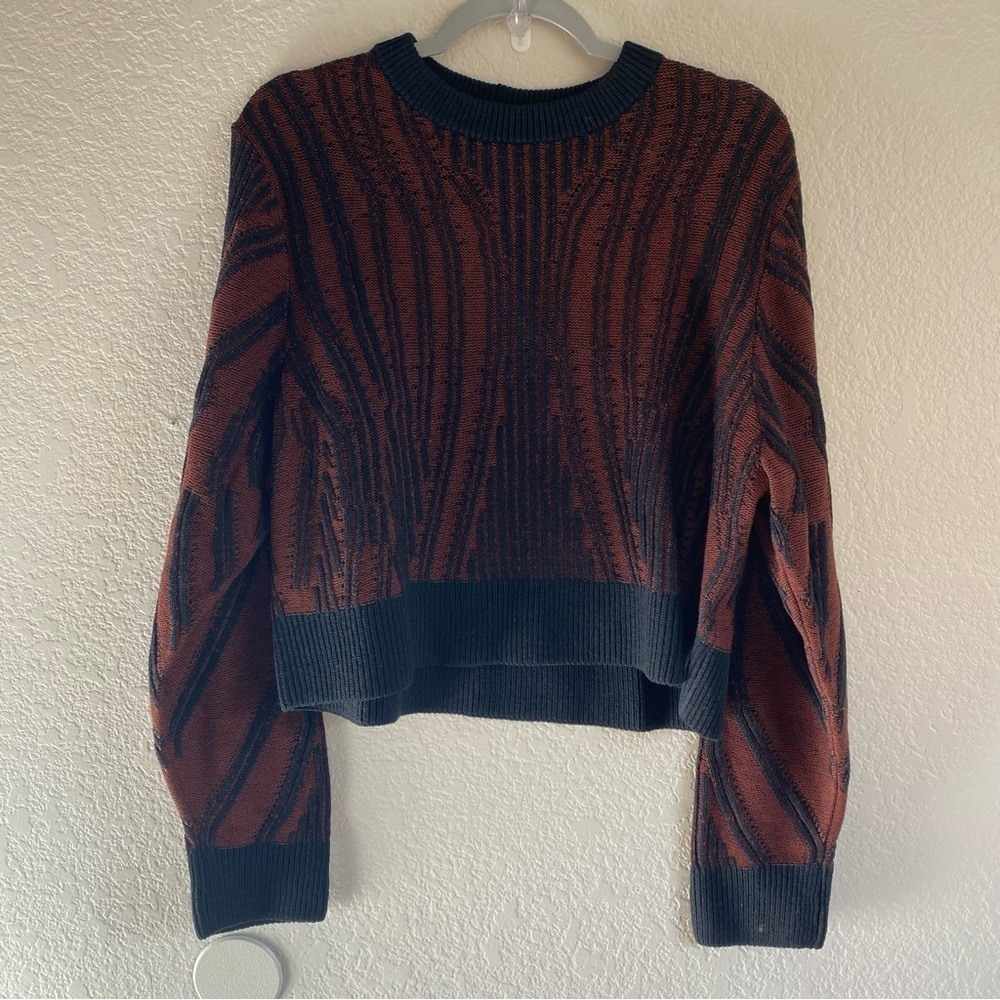 NEW Nike Yoga Wool Sweater Knit Top Pullover Orange and Black